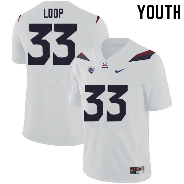 Youth #33 Tyler Loop Arizona Wildcats College Football Jerseys Sale-White - Click Image to Close